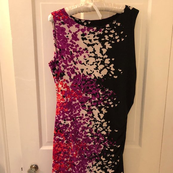 Jones New York Black Orange Pink Dress Size 16 - Picture 1 of 4